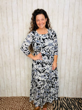 Hannah Tiered Square Neck Dress- Black & Lavender