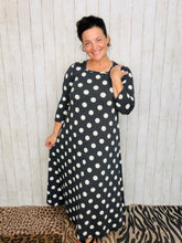Polkadot Square Neck Dress- Black