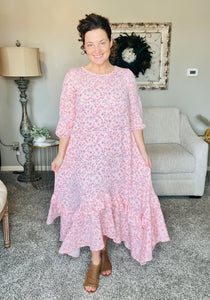 Michella High Low Dress-Peachy Pink Floral