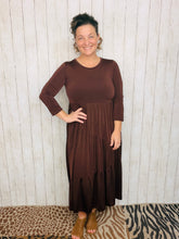 Tonya Marie Tiered Dress- Midi Length-Brown