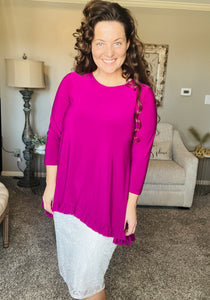 Samantha Ruffle High-Low Tunic-Magenta