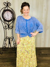Ribbed Acid Wash Half Sleeve Top-Marlin