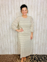 Jennifer Textured Midi Dress- Ivory & Black