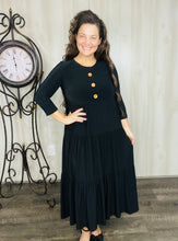 Tonya & Wood Button Dress- Black
