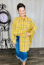 Yellow Plaid Button Front Blouse