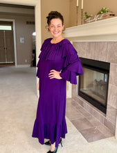 Kayla Ruffle Sleeves Dress-Purple