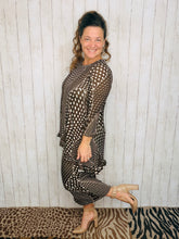 Samantha Ruffle High Low Tunic-Brown Dot & Abstract