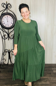 Tonya Marie Tiered Dress- Olive