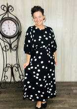 Julia Black & White Polkadot Midi Dress