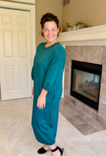 Oh So Comfy Sweatshirt Dress-Hunter Green