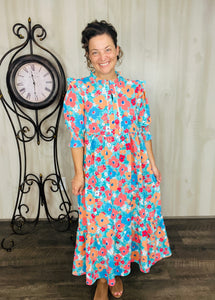 Juliet Teal & Floral Dress