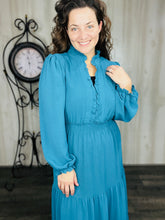 Nicole Smocked Waist Dress- Teal