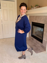 Oh So Comfy Sweatshirt Dress-Navy