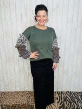 Isabella Ribbed Leopard & Olive Top