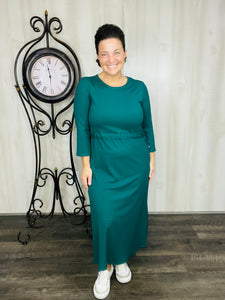 Ribbed Lounge Dress- Hunter Green
