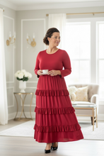 Misty Ruffle Tiered Dress- Red