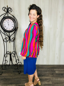Colors of Fall Striped Peplum Top