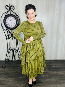 Georgia Polkadot Dress- Pink, Olive, or Black