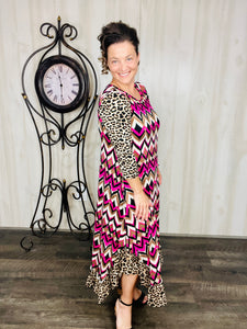 Michella Pink Geometric & Leopard Dress