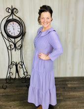 Lavender Honeycomb Buttons & Collar Dress