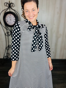 Brenda Bow Stripes & Polkadot Dress