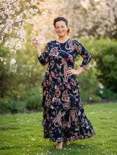 Misty Ruffle Tiered Dress-Navy Paisley