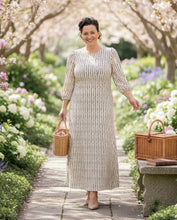 Jennifer Textured Midi Dress- Ivory & Black