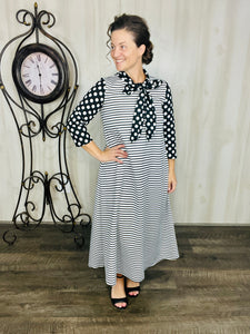 Brenda Bow Stripes & Polkadot Dress