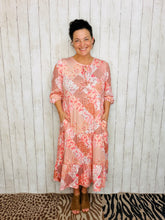Cassie Marie Tiered Boho Style Dress-Peach Patchwork