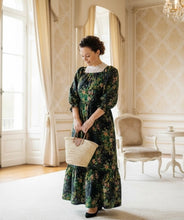 Lovely In Black & Floral- Modest Square Neckline Dress