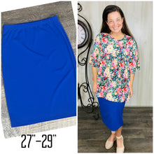 Miss Amy Thicker Fabric Pencil Skirt- (Regular & Plus)Royal Blue (27"-29" Length)