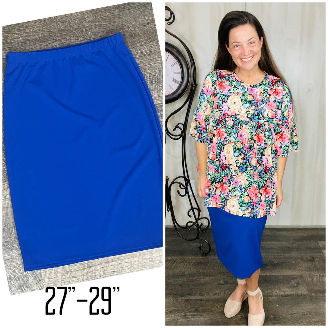 Miss Amy Thicker Fabric Pencil Skirt- (Regular & Plus)Royal Blue (27