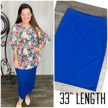 Amy Thicker Fabric Pencil Skirt- (Regular & Plus) - Royal Blue (33" Length)