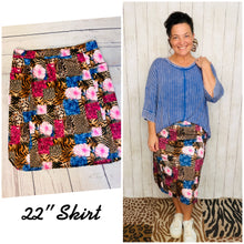 Missy Leopard & Floral Swim/Active Skirt (Hidden Shorts) 22”