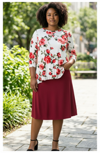 Dramatic High-Low Tunic -Red Roses (Plus)