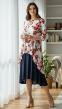 Dramatic High-Low Tunic -Red Roses (Plus)