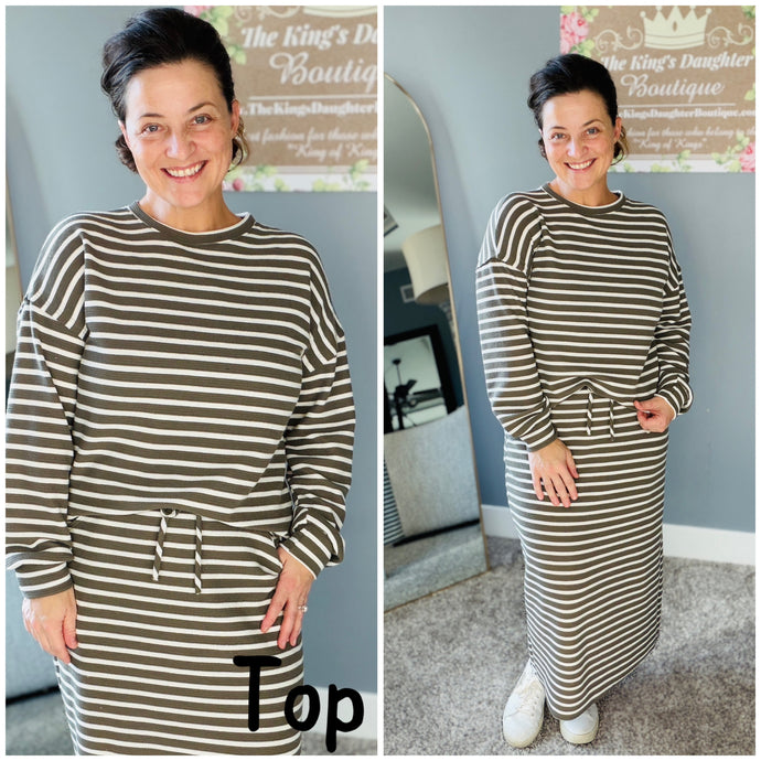 Candice Ribbed Top- Gray Stripe