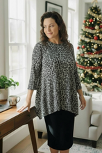 Tara Sharkbite Tunic-Gray Leopard Print
