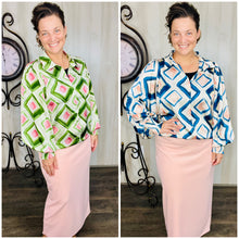 "The Lovely" Blouse- Green or Blue Multi