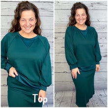 Addie Sweatshirt Style Top- Hunter Green