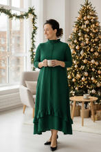 Jaqueline Ruffled Dress-Hunter Green