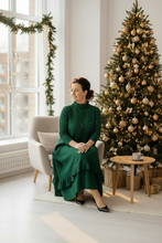 Jaqueline Ruffled Dress-Hunter Green