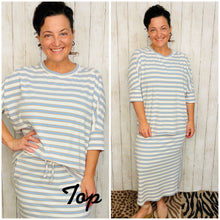 Marissa Ribbed Top- Blue Striped