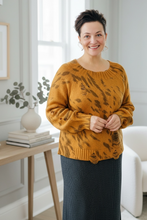 Distressed Camel Colored Leopard Fashion Sweater