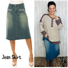 Lenora Rhinestones & Embroidery Jean Skirt
