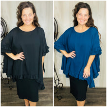 Stacy Woven Solid Blouse-Navy & Black
