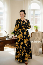 Natasha Smocked Waist Dress- Black Floral