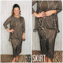 Amy Pencil Skirt (Regular & Plus)-Brown Dot & Abstract