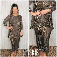 Amy Pencil Skirt (Regular & Plus)-Brown Dot & Abstract