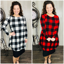 Nilah Buffalo Plaid Tunic- Red or Black & White